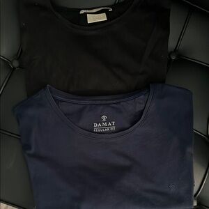 Damat Black and Navy Regular Fit T-Shirts